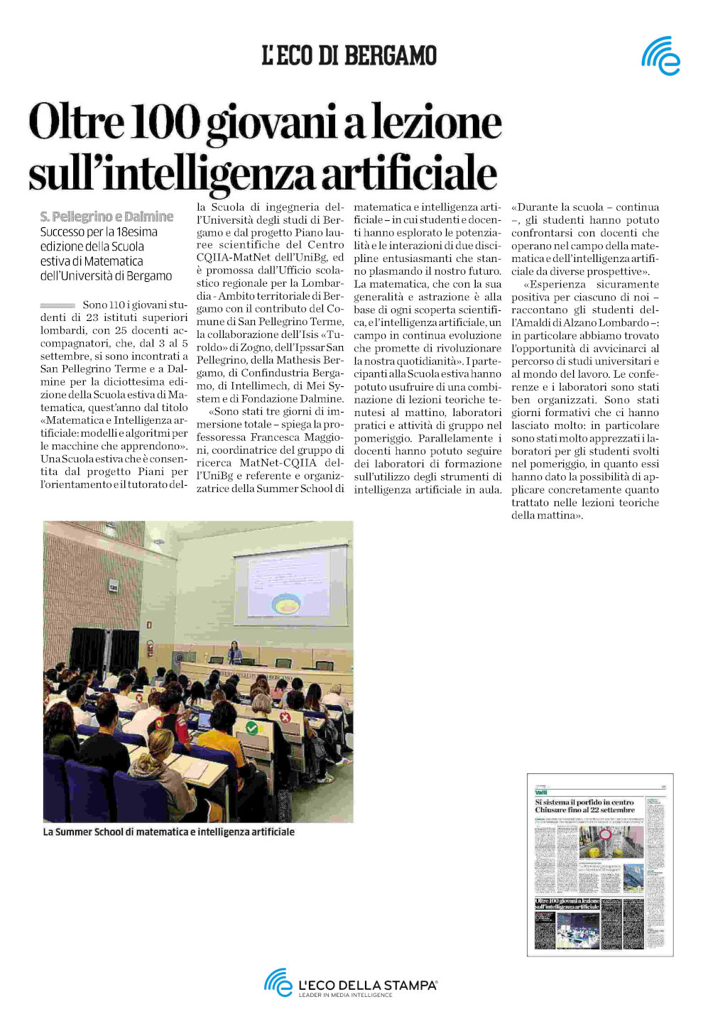 Oltre 100 giovani a lezione sull'Intelligenza Artificiale